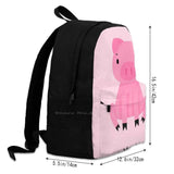 Piggy Large Capacity Backpack Laptop Travel Bags Pig Piggy Pink Animal