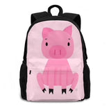 Piggy Large Capacity Backpack Laptop Travel Bags Pig Piggy Pink Animal