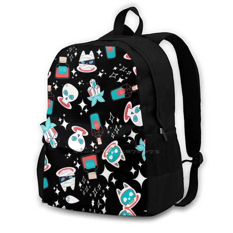 Halloween Cat Skull Backpack Colorful Funky Pattern