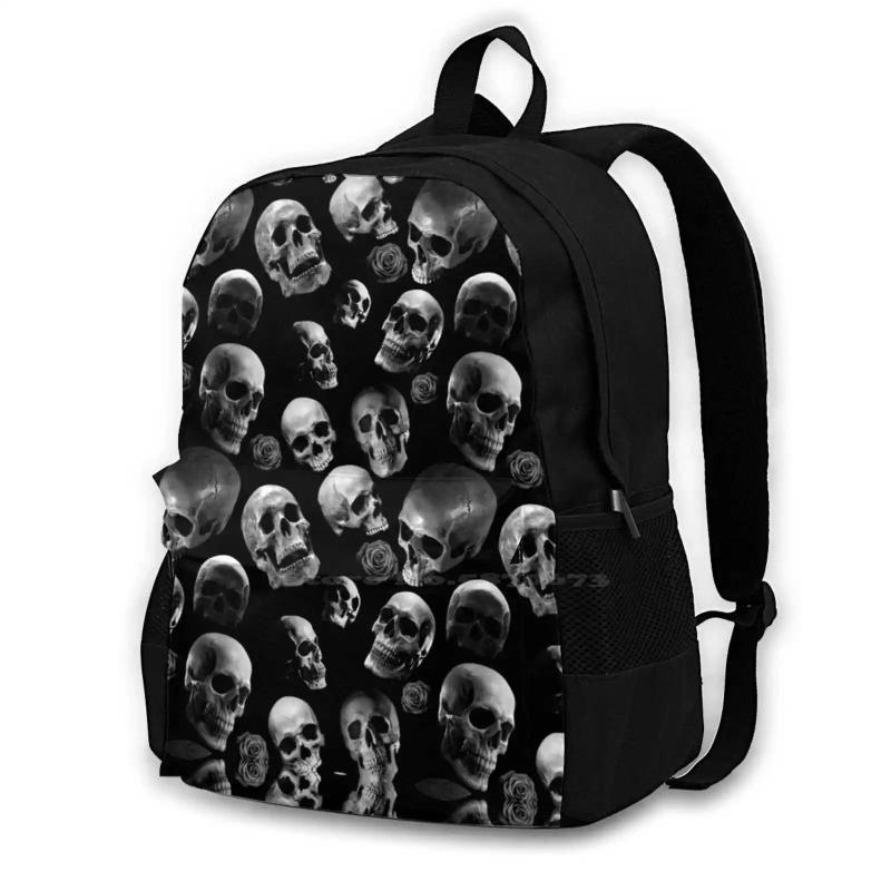 Skulls & Rose Pattern Large Capacity Backpack Laptop Travel Bags