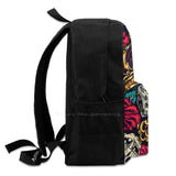 Skulls Dice And Roses 3D Print Backpack Casual Bag Vintage