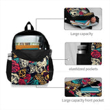 Skulls Dice And Roses 3D Print Backpack Casual Bag Vintage