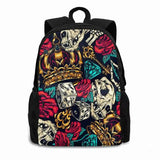 Skulls Dice And Roses 3D Print Backpack Casual Bag Vintage