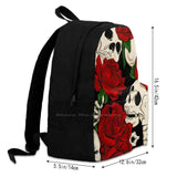 Skull Rose Travel Laptop Backpack Skull Floral Design