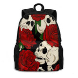 Skull Rose Travel Laptop Backpack Skull Floral Design