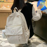 Corduroy Women Backpack Solid Schoolbag Teen Girl Travel Shoulder Bags