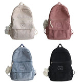 Corduroy Women Backpack Solid Schoolbag Teen Girl Travel Shoulder Bags