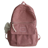 Corduroy Women Backpack Solid Schoolbag Teen Girl Travel Shoulder Bags