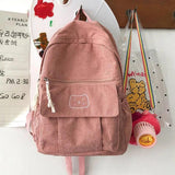 Corduroy Women Backpack Solid Schoolbag Teen Girl Travel Shoulder Bags