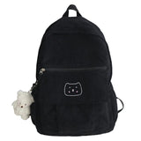 Corduroy Women Backpack Solid Schoolbag Teen Girl Travel Shoulder Bags