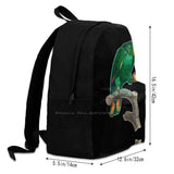 Green Parrot On A Perch Backpack For Student School Laptop Travel Bag