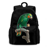 Green Parrot On A Perch Backpack For Student School Laptop Travel Bag