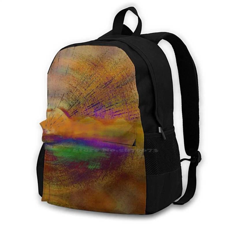 Radiant Rotation Travel Laptop Bagpack Bags Orange Red Abstract