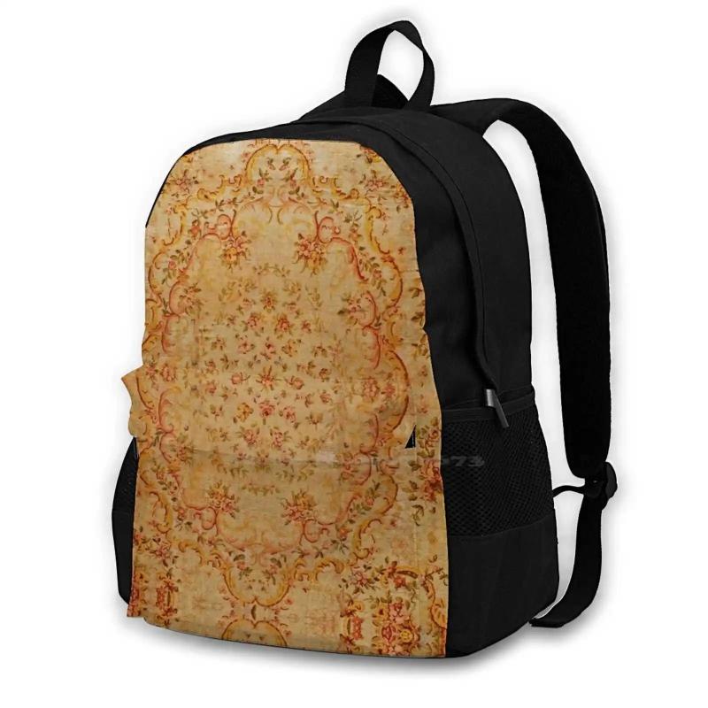 Antique French Savonnerie Rug Print Backpack Laptop Travel Bag Vintage
