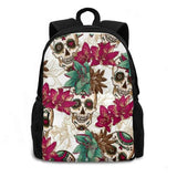 Skulls Flower Pattern Bags Travel Laptop Backpack Skulls And Roses