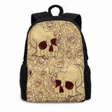 Skulls And Roses Travel Laptop School Backpack Bag Skeleton