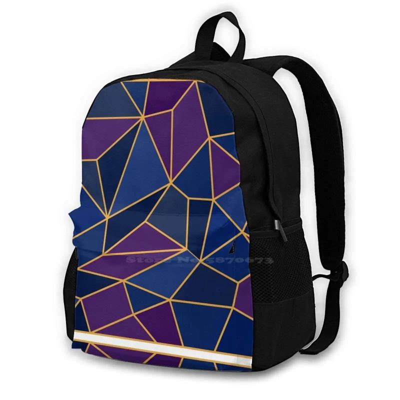 Geometric Stained Glass Style Amethyst & Sapphire Shades Backpack