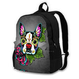 Boston Terrier In - Of The Dead Sugar Skull Dog Backpacks
