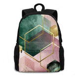 Emerald Green & Pink Geo No 1 Backpacks - Abstract Geo Pink & Green