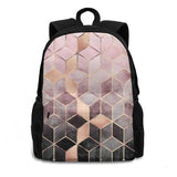 Pink Grey Gradient Cubes 3D Print Backpack Abstract Geometric Pattern