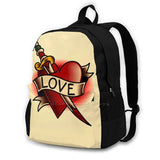 Love Heart Travel Laptop Bagpack Tattoo Flash Heart