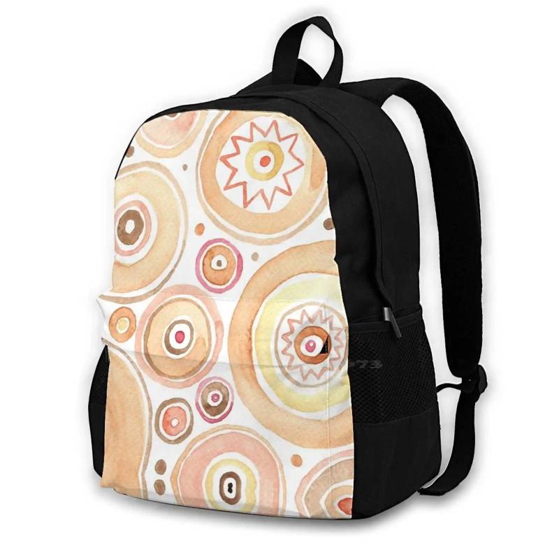 Vanilla Bubblegum Backpack Laptop Travel Bags Watercolor Pattern Circles