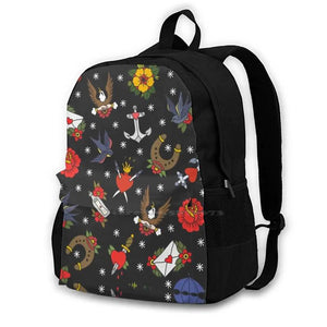 Traditional Tattoo Flash Bag Backpack Flower Tattoo