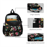 Summer Tail Black Satchel Schoolbag Mermaid Crown Flowers Shells Seaweed Waves