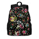 Summer Tail Black Satchel Schoolbag Mermaid Crown Flowers Shells Seaweed Waves