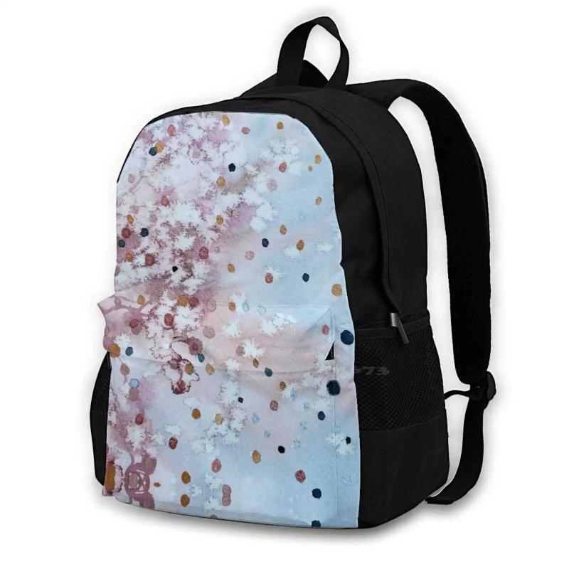 Abstract Watercolor Polka Dots and Bronze Dots Pink Abstract Backpack