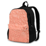 Pink Peach Wet Look Backpacks For Men Women Teenagers Girls Bags Water Bubbles