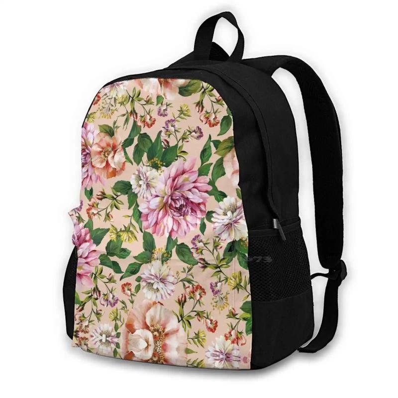 Watercolor Flowers Pattern Print Teen College Student Backpack