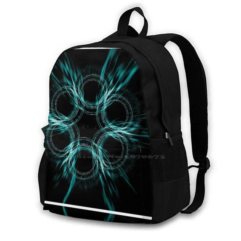 Geometric Blur School Bag Backpack Laptop 15 Inch Rings Graphics