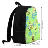 Bee Happy Backpack Laptop Travel Bags Bees Flower Daisy