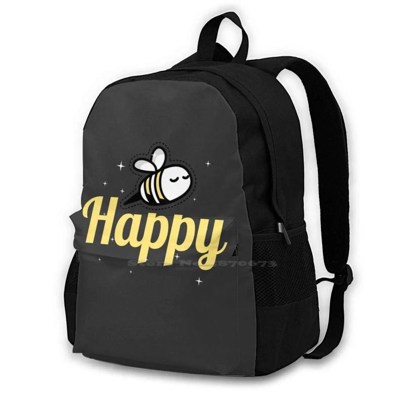 Bee Happy Teen College Student Backpack Laptop Travel Bags