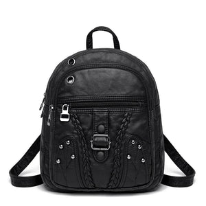 Soft Leather Shoulder Bag for Girls Small Travel Backpack