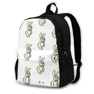 Yellow Crackhead Bunny Backpack For Student School Laptop Travel Bag