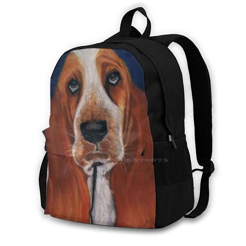 Bloodhound Dog Face Backpack for Student School Laptop Travel Bag