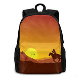 Cowboy Horseman Sunset Desert Cactus Backpack