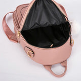 Pink Girl Backpack Solid Single Shoulder Bag High Leather Student School Bags