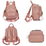 Pink Girl Backpack Solid Single Shoulder Bag High Leather Student School Bags
