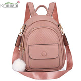 Pink Girl Backpack Solid Single Shoulder Bag High Leather Student School Bags