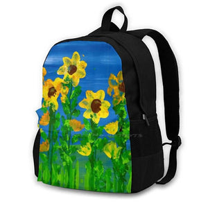 Yellow Flowers Large Capacity Backpack Laptop Travel Bags