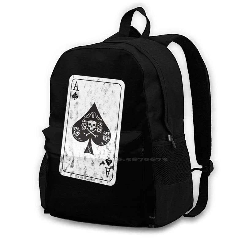 Ace Of Spades Distressed Teen College Student Backpack Laptop Travel Bags