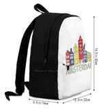 Amsterdam Art Large Capacity Backpack Laptop Travel Bags