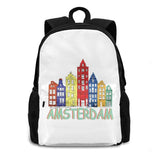 Amsterdam Art Large Capacity Backpack Laptop Travel Bags