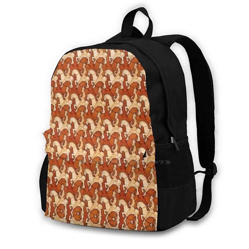 Equestrian Horses Tessellation 3D Print Backpack Casual Bag