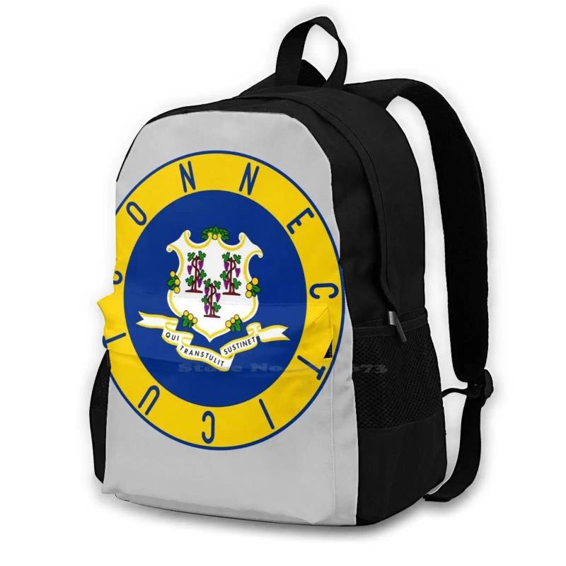 Flag Decal School Bags For Teenage Girls Laptop Travel Bags Flag Flag Ct Conn Ct