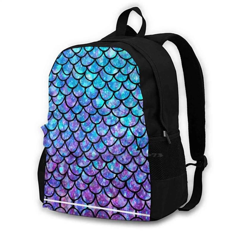 Mermaid Scales Backpack School Laptop Travel Bag Fairy Tale Scale Whale Tail
