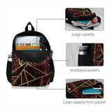 Red Mineral Stone Broken Lines Abstract Background Travel Laptop Bagpack